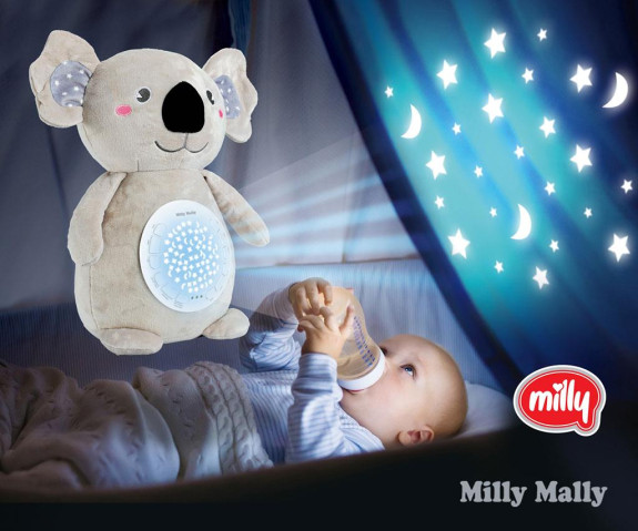 Plyšový zaspávač koala s projektorom Milly Mally