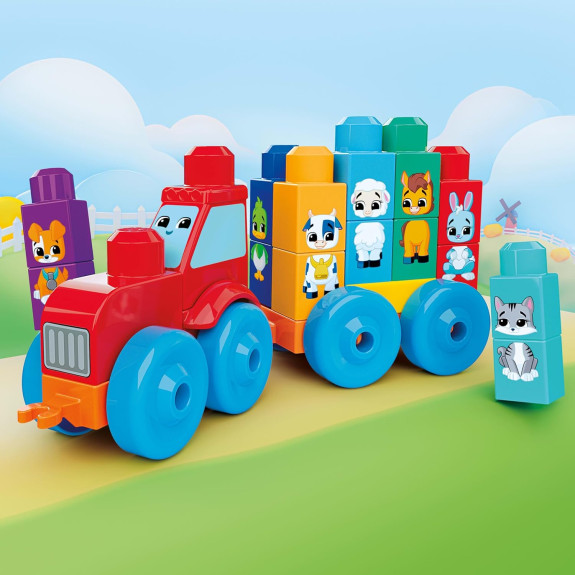 Traktor so zvieratkami Mega Bloks