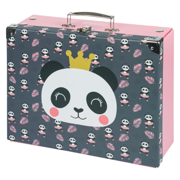 Skladací školský kufrík Panda s kovaním Baagl