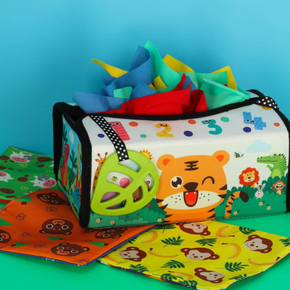 Montessori sensorická krabička so šatky 2 v 1 Tulimi