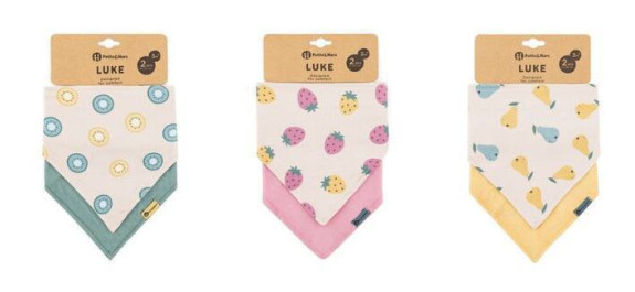 Podbradník bandana Luke 2 ks 3 m+ Beige Petite & Mars