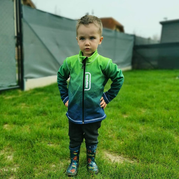 Fleecová mikina detská Mozaika - zelená Wamu