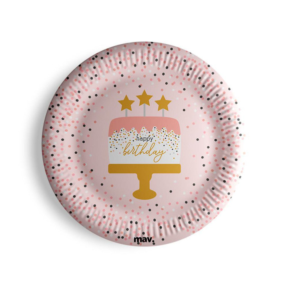 Tanieriky papierové - HB konfety ružové 23 cm, 8 ks