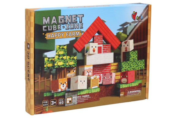 Stavebnica Magnet Cube Zone Happy Farm 80 dielikov