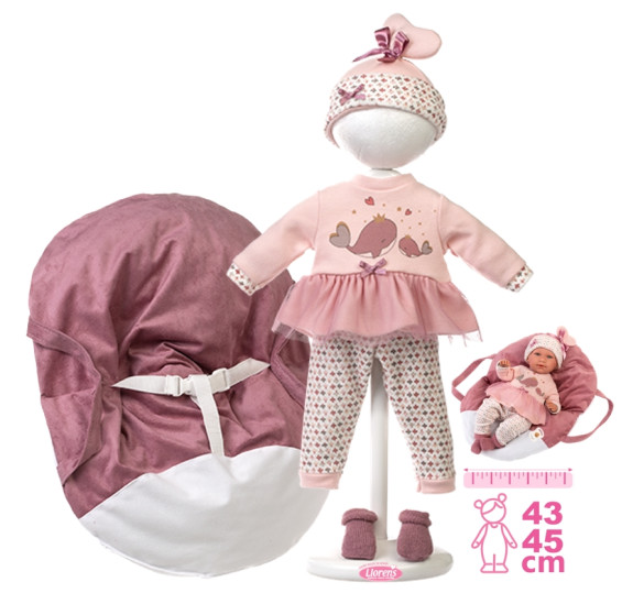 Obleček pre bábiku New Born veľkosti 40-42 cm s nosítkom do ruky Llorens