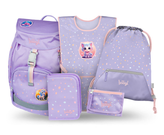 Set 5 Airy Maznáčikovia: batoh, peračník, sáčok, zástera, peňaženka Baagl