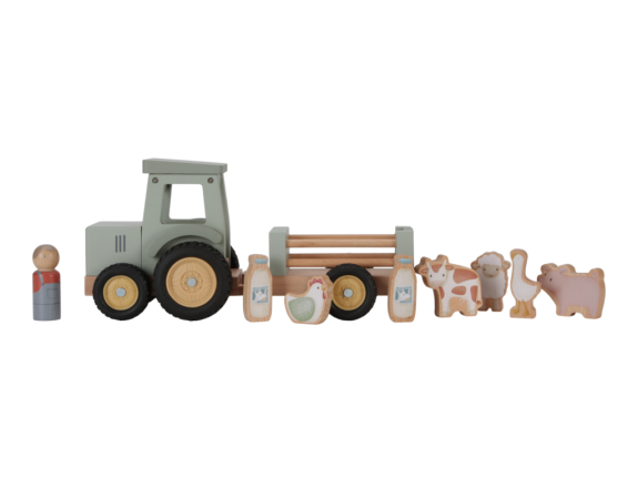 Traktor s prívesom drevený Farma Little Dutch