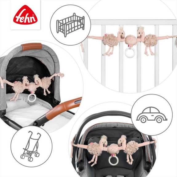 Reťaz na kočík plameniak, Pink Baby Fehn