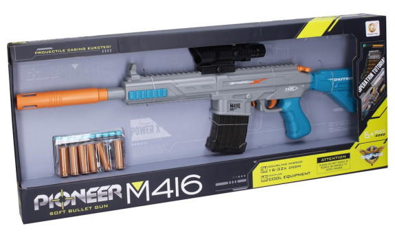 Puška Pioneer M416 s penovými nábojmi a patrónami 71 cm