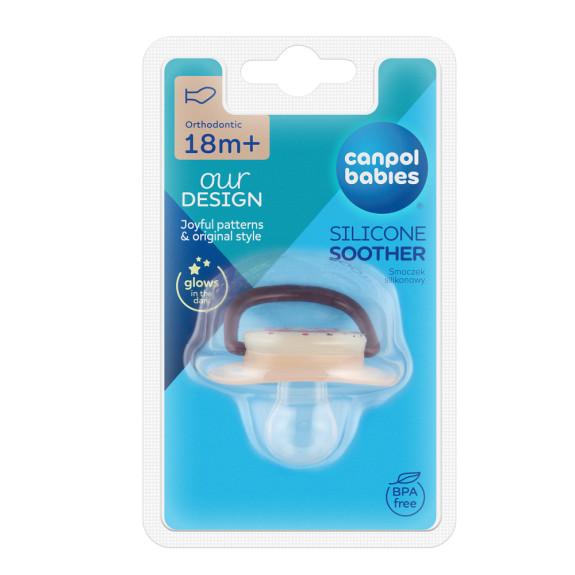 Cumlík svietiaci silikónový anatomický Night dreams 18 m+, 1 ks Canpol babies