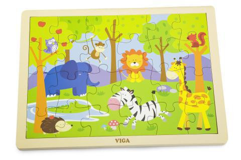 Drevené puzzle 24 dielikov - zoo