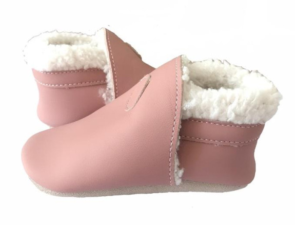 Kožené capáčky Barefoot Zimné Ružové Hopi Hop