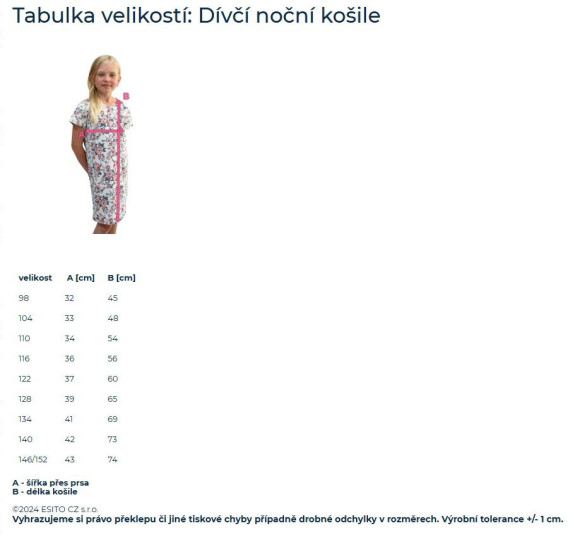 Dievčenské nočné košele Čarovná Ruža