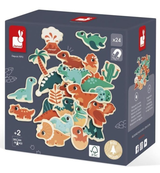 Drevené magnetky Dinosaury Dino 24 ks Janod