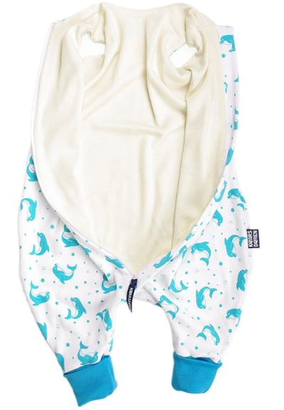 Merino spací vak bio delfín aqua nohavice