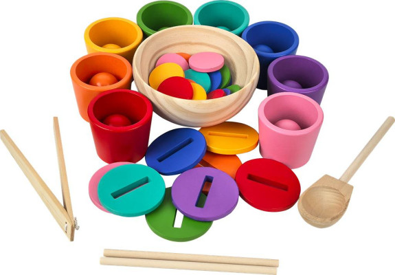 Dúhové guličky, mince a kalíšky 8 farieb 2Kids Toys