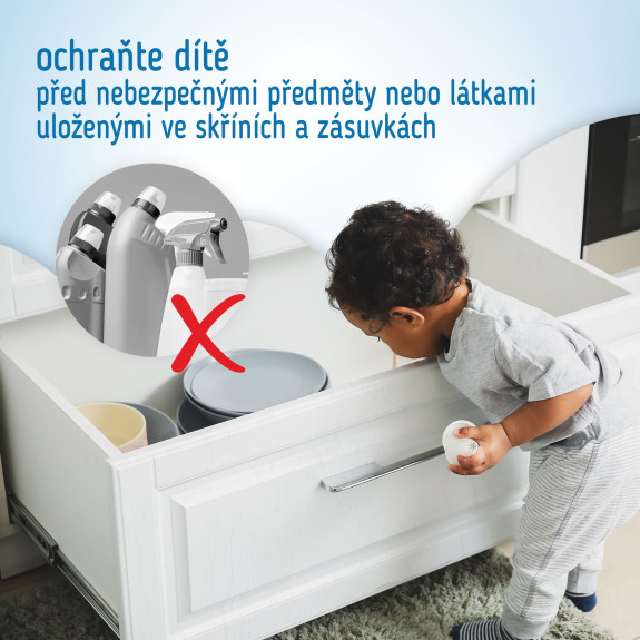 Magnetické zámky biele na skrine a zásuvky sada 4 ks + 1x magnetický kľúč Sipo