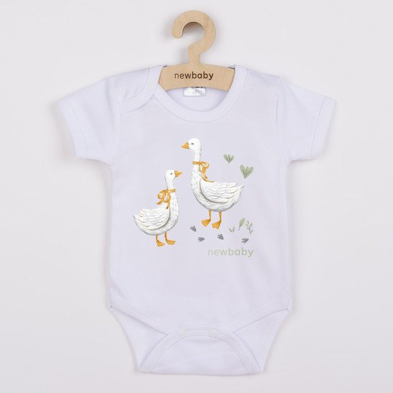 Detské body s potlačou New Baby Husičky krátky rukáv