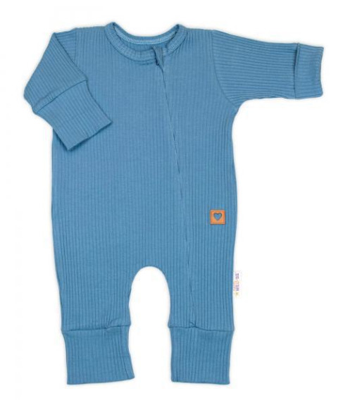 Rastúci rebrovaný overálok, čiapočka a topánočky Nature - jeans Baby Nellys