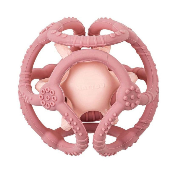 Hryzátko silikónové lopta 2v1 bez BPA 10 cm