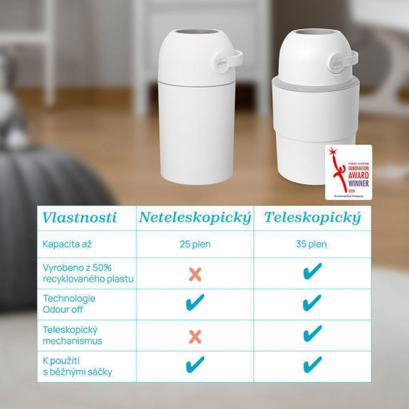 Kôš na plienky teleskopický Odour Off na odstránenie zápachu Chicco