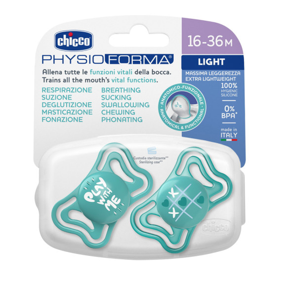Cumlík Physio Light silikónové modré 16 - 36 m, 2 ks Chicco