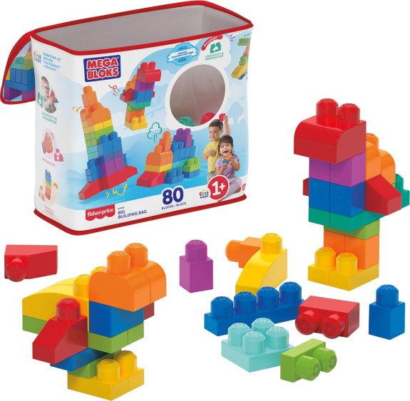 Mega Bloks veľké vrece kociek - modrý (80 ks)