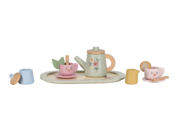 Čajový set drevený s kvetinovou potlačou Little Dutch