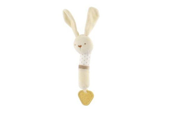 Pískátko/hryzátko zajac plyš 25 cm žlté