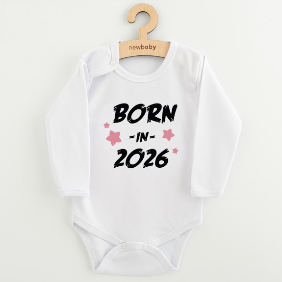 Detské body s potlačou New Baby Born in 2026 pink