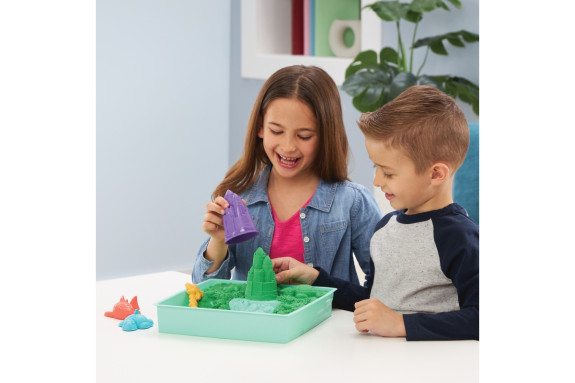 Škatuľa tekutého piesku s podložkou zelená Kinetic Sand
