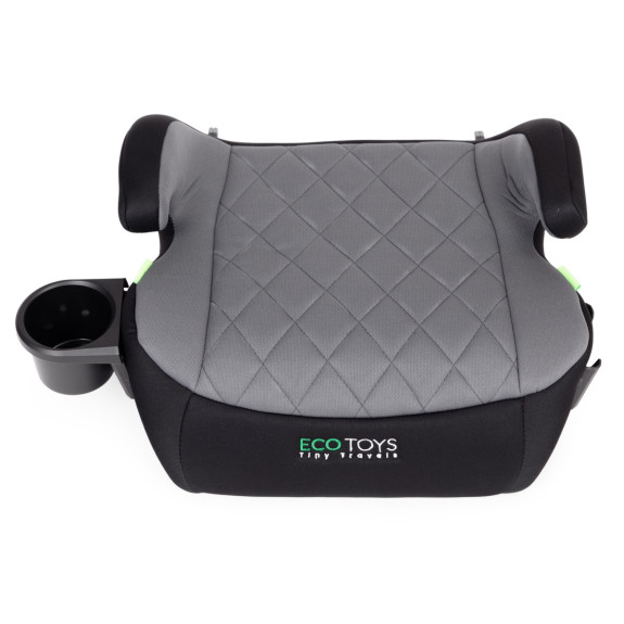 Detský podsedák do auta ISOFIX i-Size s držiakom na nápoje, pre výšku 125–150 cm šedý