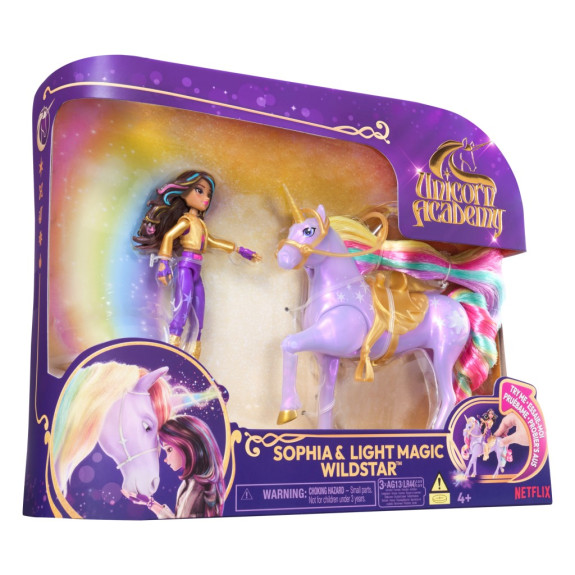 Unicorn academy svetelný jednorožec a figúrka Sophia & Wildstar 11 cm