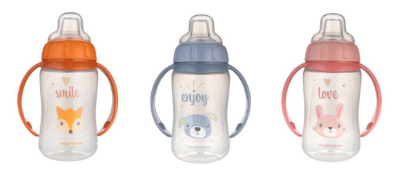 Hrnček tréningový Cute Animals so silikónovým náustkom 320 ml Canpol babies