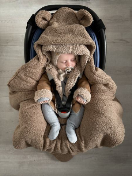 Oteplený fusák, deka s kapucňou do autosedačky Baránok Baby Nellys