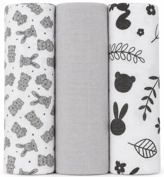 Mušelínové plienky sada mix Unisex 60x80 cm 3 ks Veverička Jasmine
