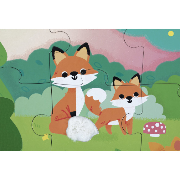 Puzzle dotykové senzorické Les s rôznymi povrchmi 20 ks Janod