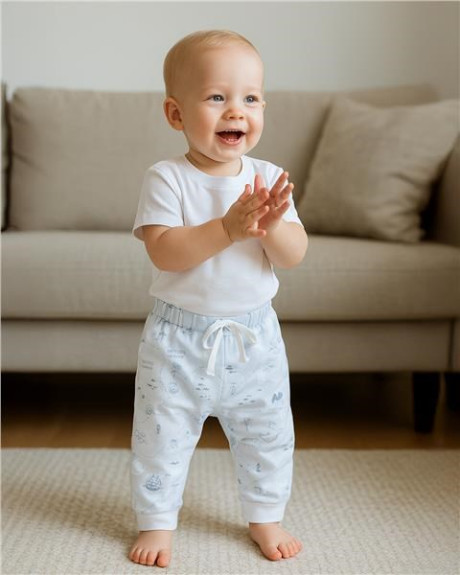 Detské bavlnené nohavice Jogger New Baby For Babies ocean