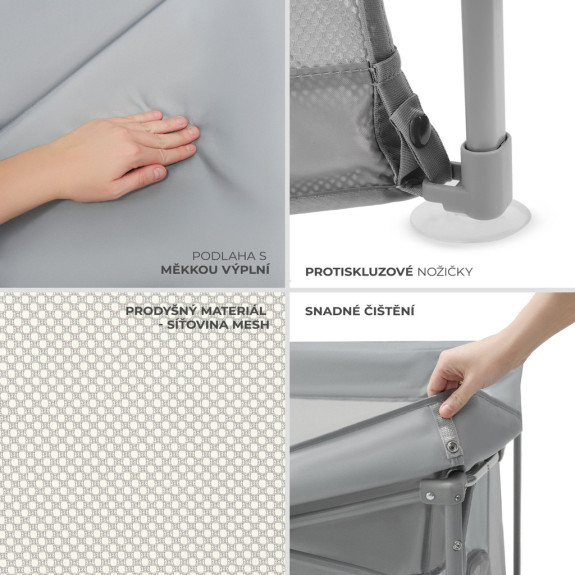 Ohrádka pre deti skladacia Ziki Light Grey Kinderkraft