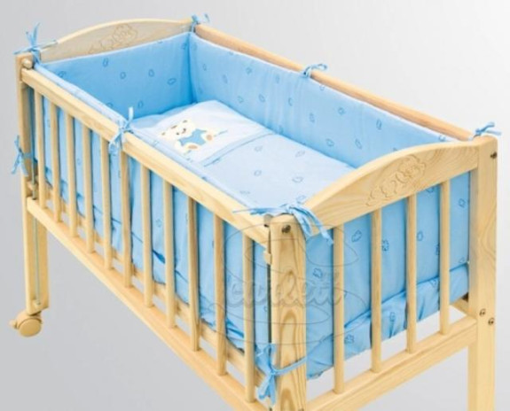 Súprava 7 dielna do postieľky Baby Scarlett Méďa modrý