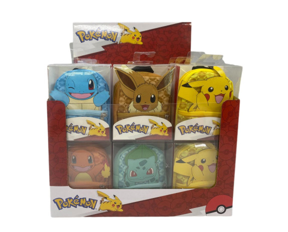 Mini batoh / batôžtek Pokémon látka 9x11cm 5 farieb v plastovej krabičke 24ks v boxe