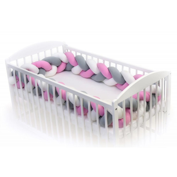 Pletený mantinel 360 cm T-Tomi White + Grey + Pink 2. AKOSŤ