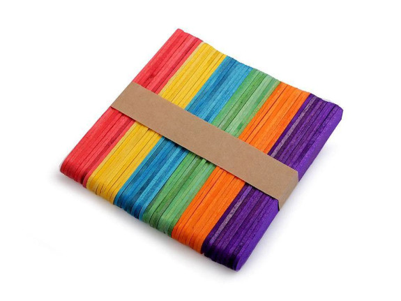 Drevené špachtle farebné 1x11,4 cm 50 ks