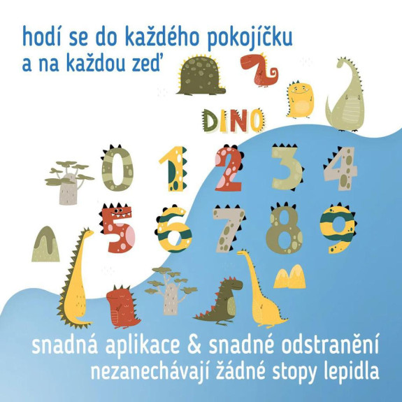 Nástenné samolepky do detskej izby, Dino Numbers Sipo
