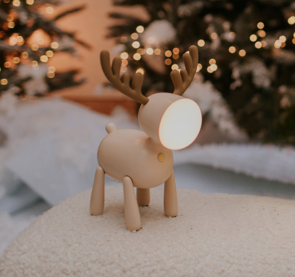 LED nastaviteľná nočná lampička - jeleň, béžová Mary's