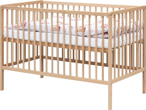 Detská postieľka s kompletnou výbavou prírodná 120 x 60 cm Zajačik ružový Scarlett