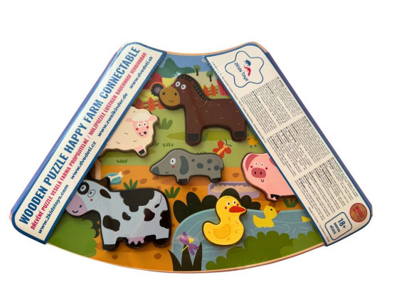 Drevené puzzle Veselá farma prepojiteľné 2Kids Toys