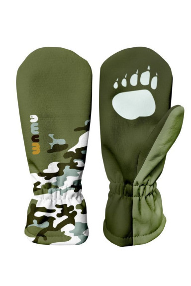 Detské softshellové rukavice Maskáč khaki Wamu