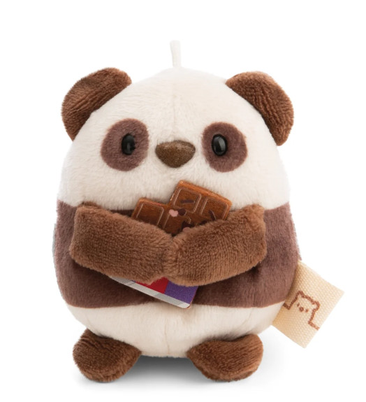 Plyšová MyMochi Panda Kono 8 cm v kostýme popcorn s čokoládou v darčekovom balení Nici