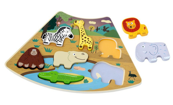 Drevené puzzle Safari prepojiteľné 2Kids Toys
